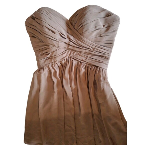 Bill Levkoff Cream Brown Strapless Cocktail Dress Size 4 - Picture 4 of 6